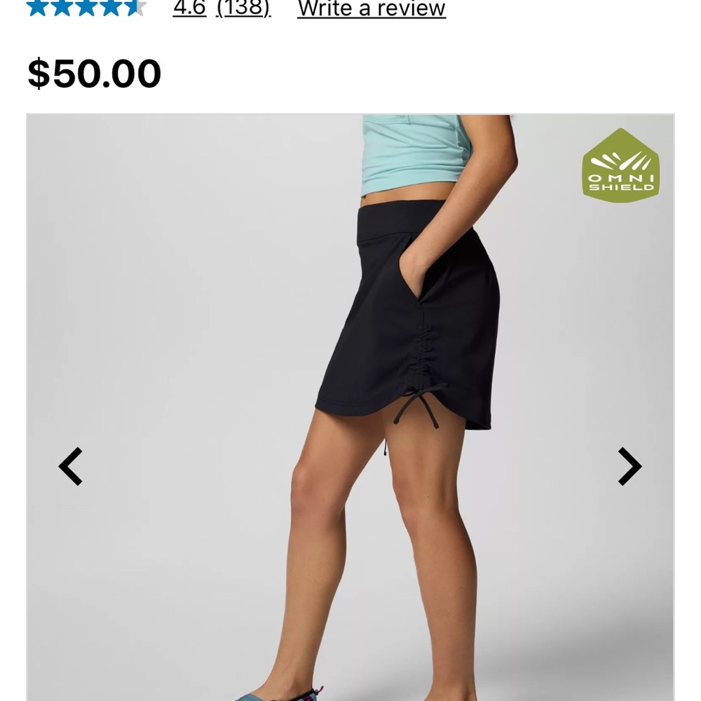 Columbia Black Ruched Skirt Shorts Skort with Pockets Sz XL Great Condition
